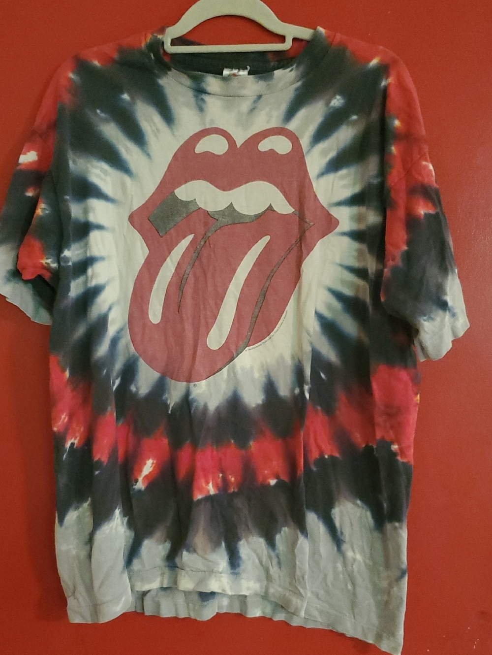 VINTAGE Rolling Stones Tongue Tie-Dye Tee in Red, Black, White
